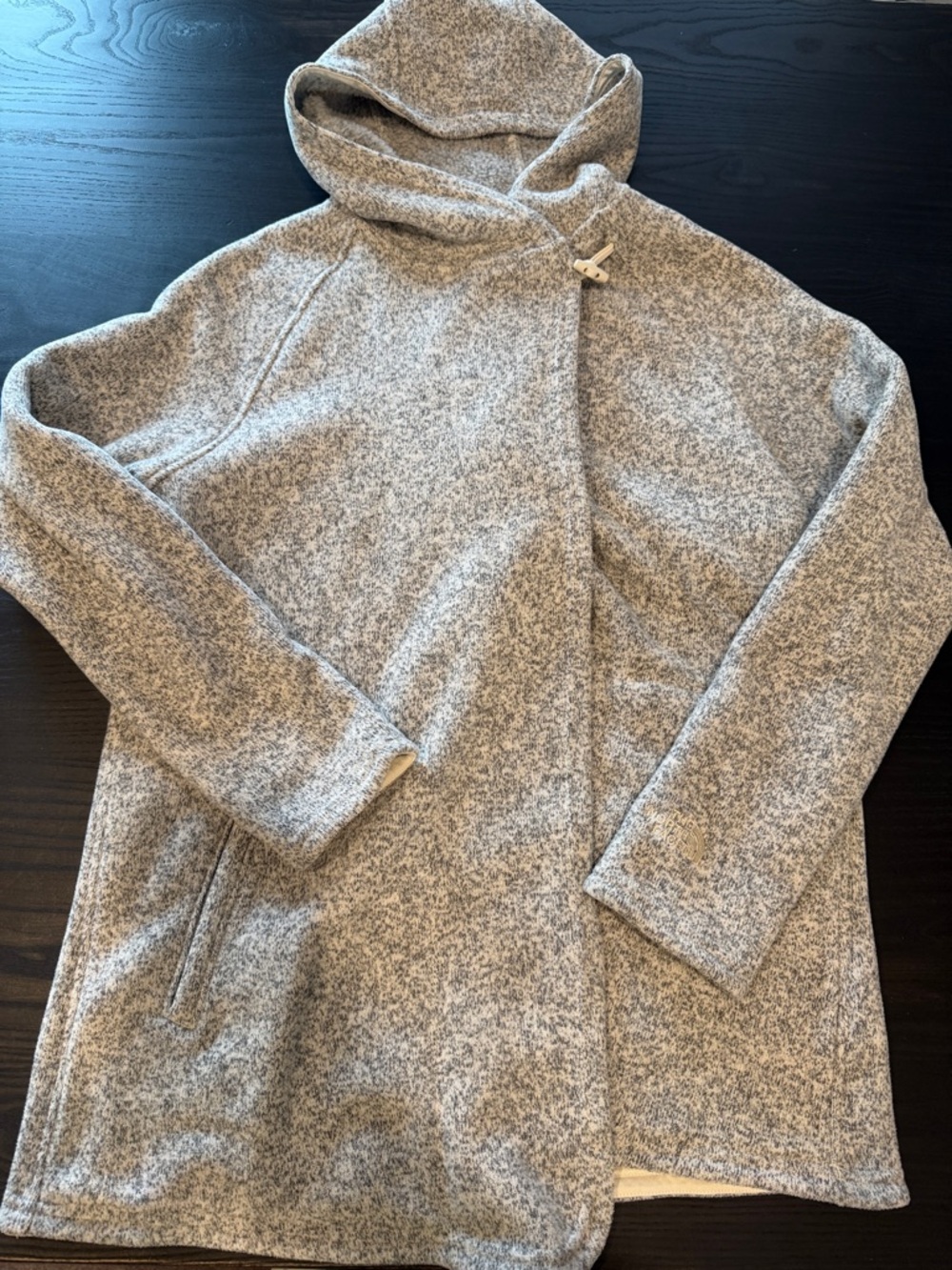 The North Face Heathered Light Gray Teddy Jacket with Hood